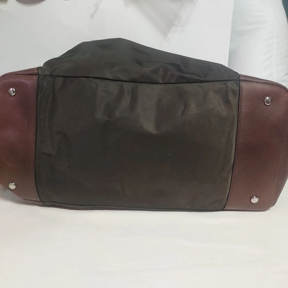 Tumi Olive Green Nylon Leather Trimmed Satchel Shoulder‎ Bag